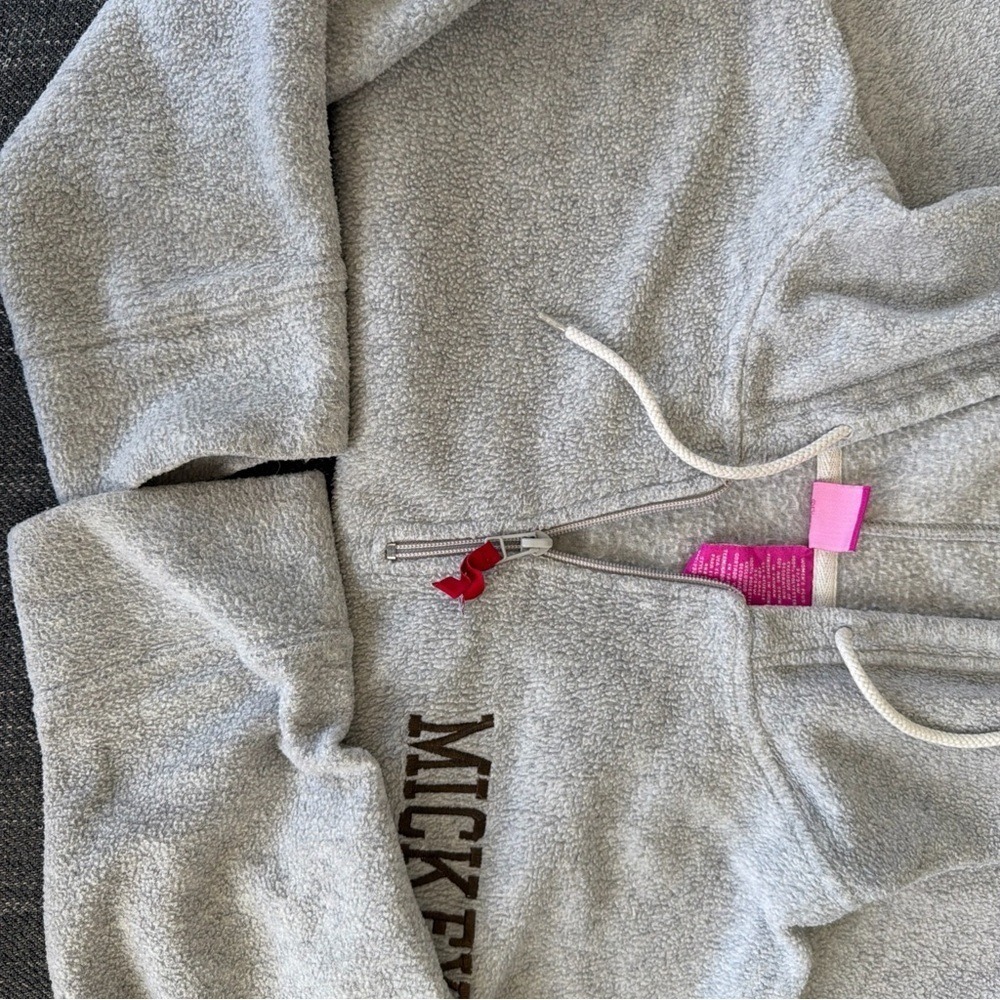 Disney‎ Hoodie 22/24W Gray Mickey Mouse Fleece Quarter Zip Pullover Disneycore - Picture 4 of 6